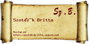 Szoták Britta névjegykártya